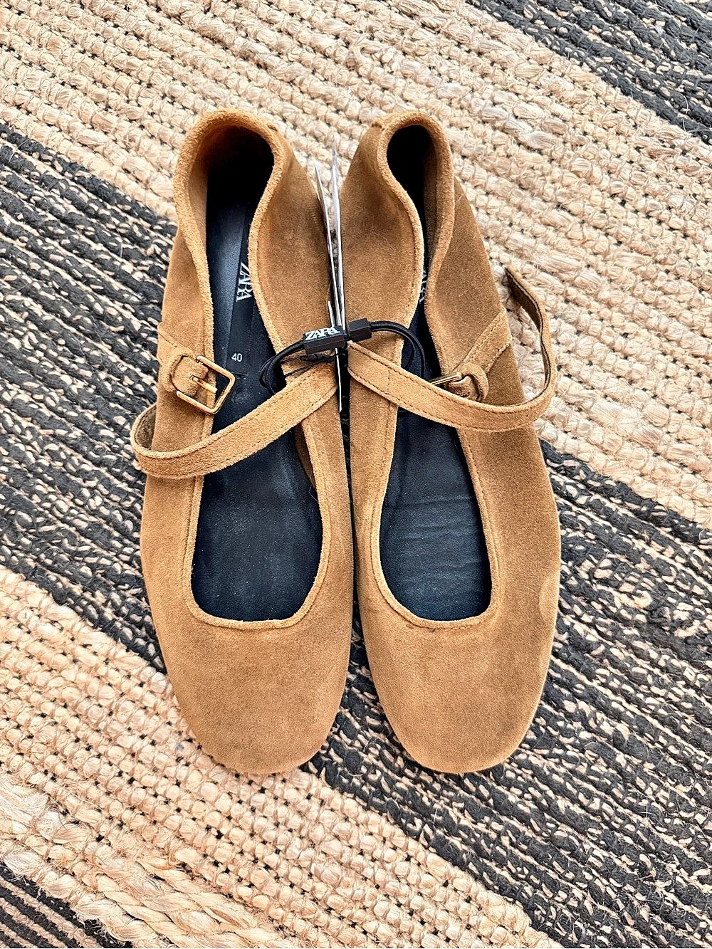 Zara Split Suede Ballet Flats with Buckle Suede-Style Mary Jane Heels in Brown